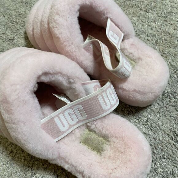 Ugg Fluff Yeah Light Pink Women’s Shearling Sandal Slippers - Picture 3 of 5